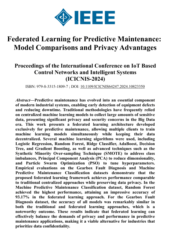 Federated Learning for Predictive Maintenance: Model Comparisons and Privacy Advantages